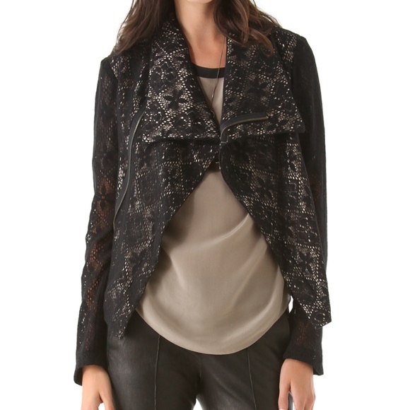 SW3 Bespoke Black Lace Bomber Jacket Asymmetrical - Picture 1 of 7